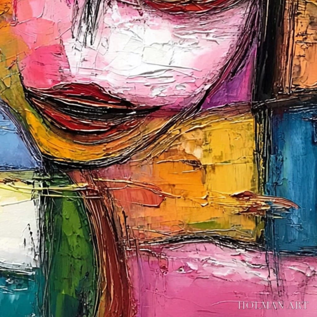 HOLMAN ART Kaleidoscope Soul – Colorful Abstract Impasto Portrait Oil Painting - image 5