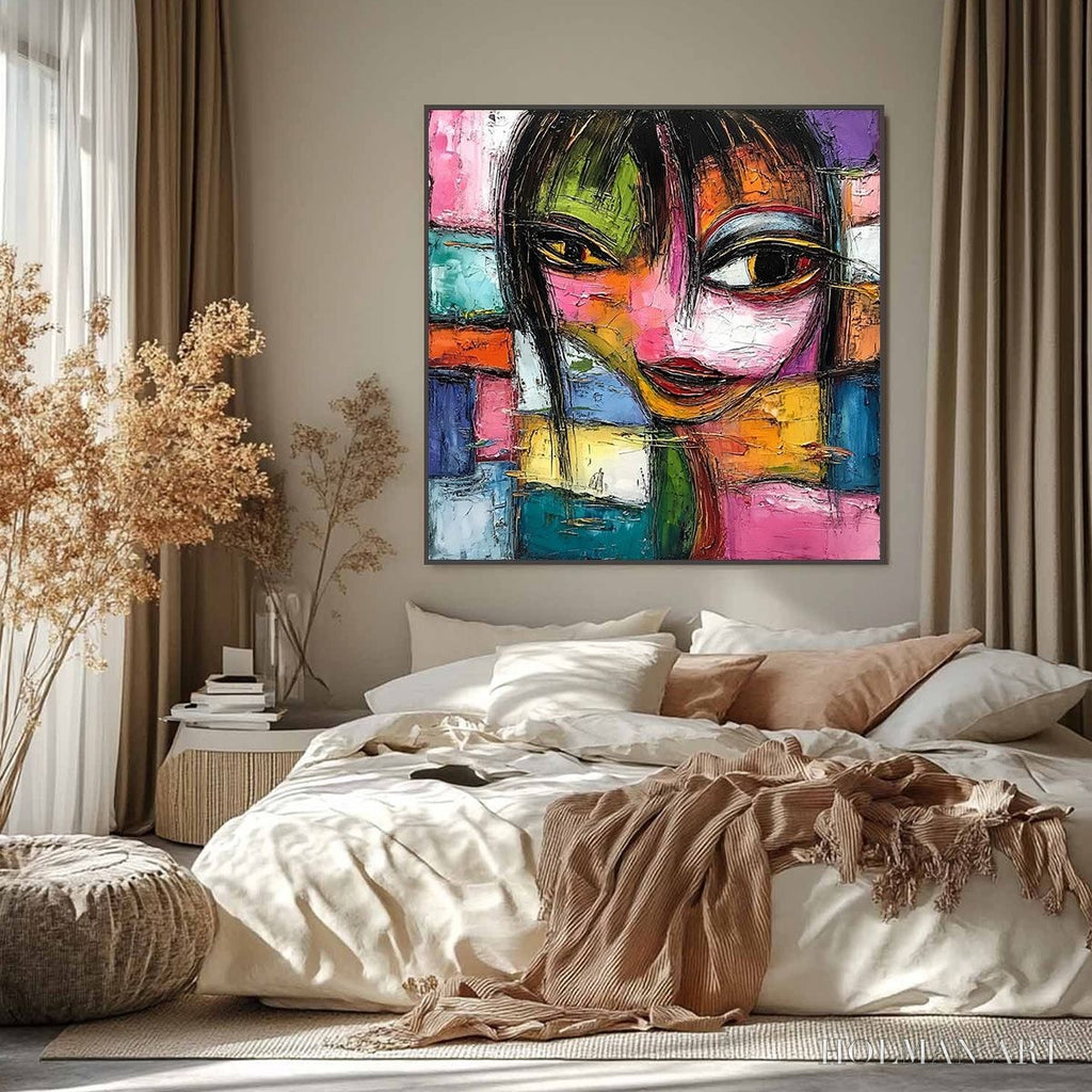 HOLMAN ART Kaleidoscope Soul – Colorful Abstract Impasto Portrait Oil Painting - image 6