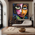 HOLMAN ART Kaleidoscope Soul – Colorful Abstract Impasto Portrait Oil Painting on Canvas - image 2