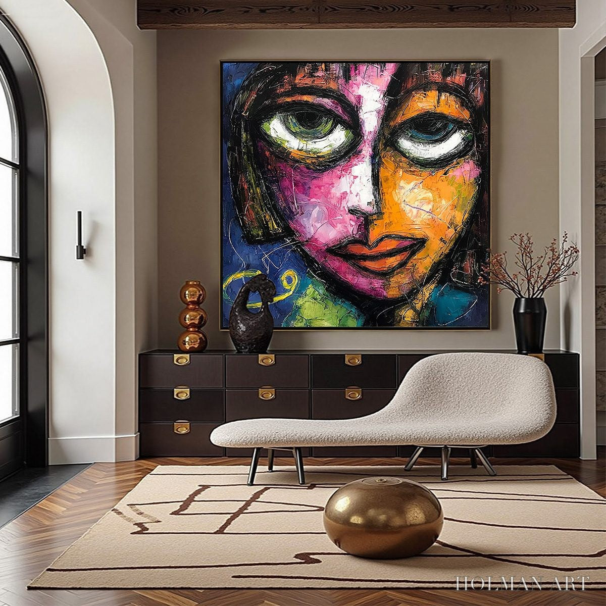 HOLMAN ART Kaleidoscope Soul – Colorful Abstract Impasto Portrait Oil Painting on Canvas - image 2
