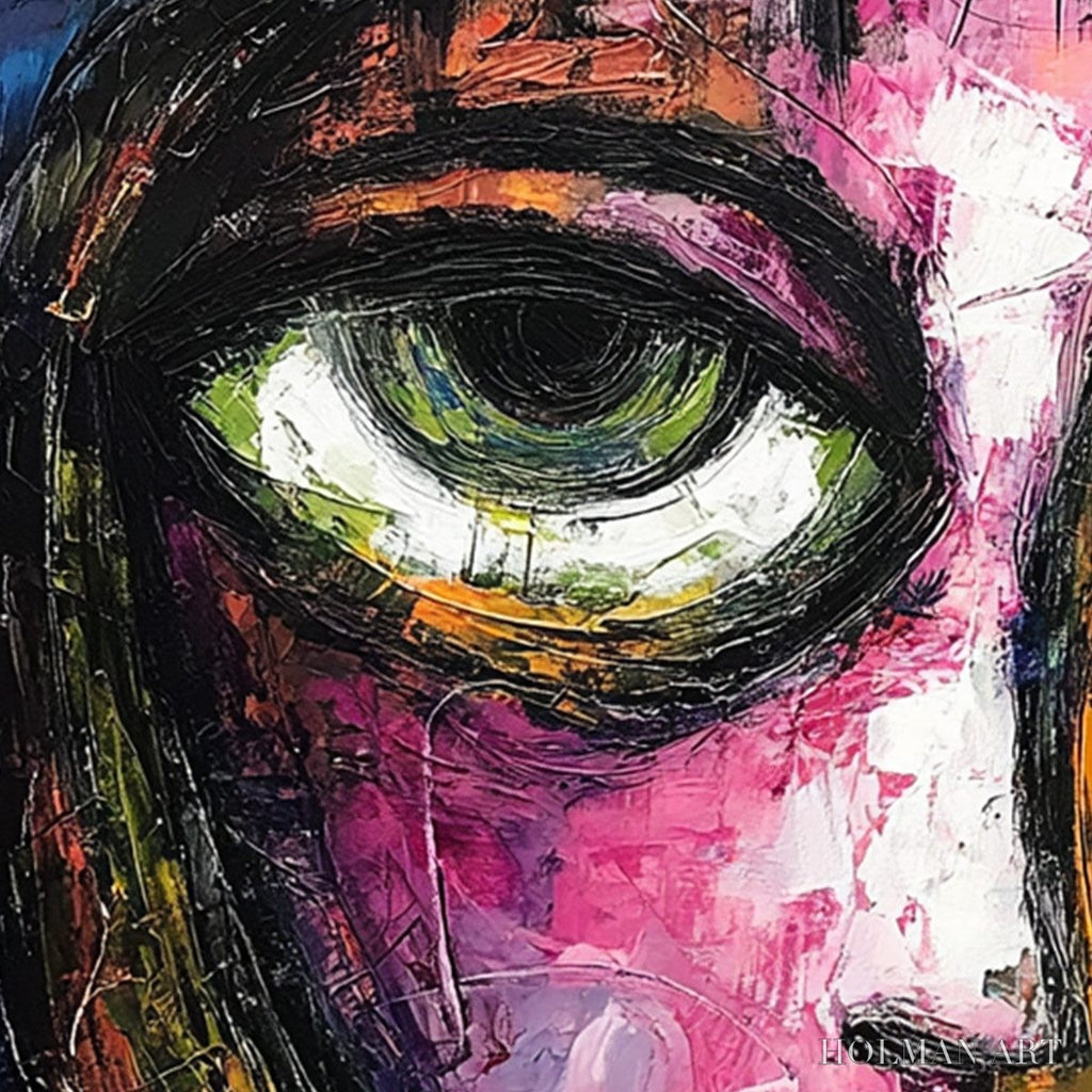 HOLMAN ART Kaleidoscope Soul – Colorful Abstract Impasto Portrait Oil Painting on Canvas - image 3