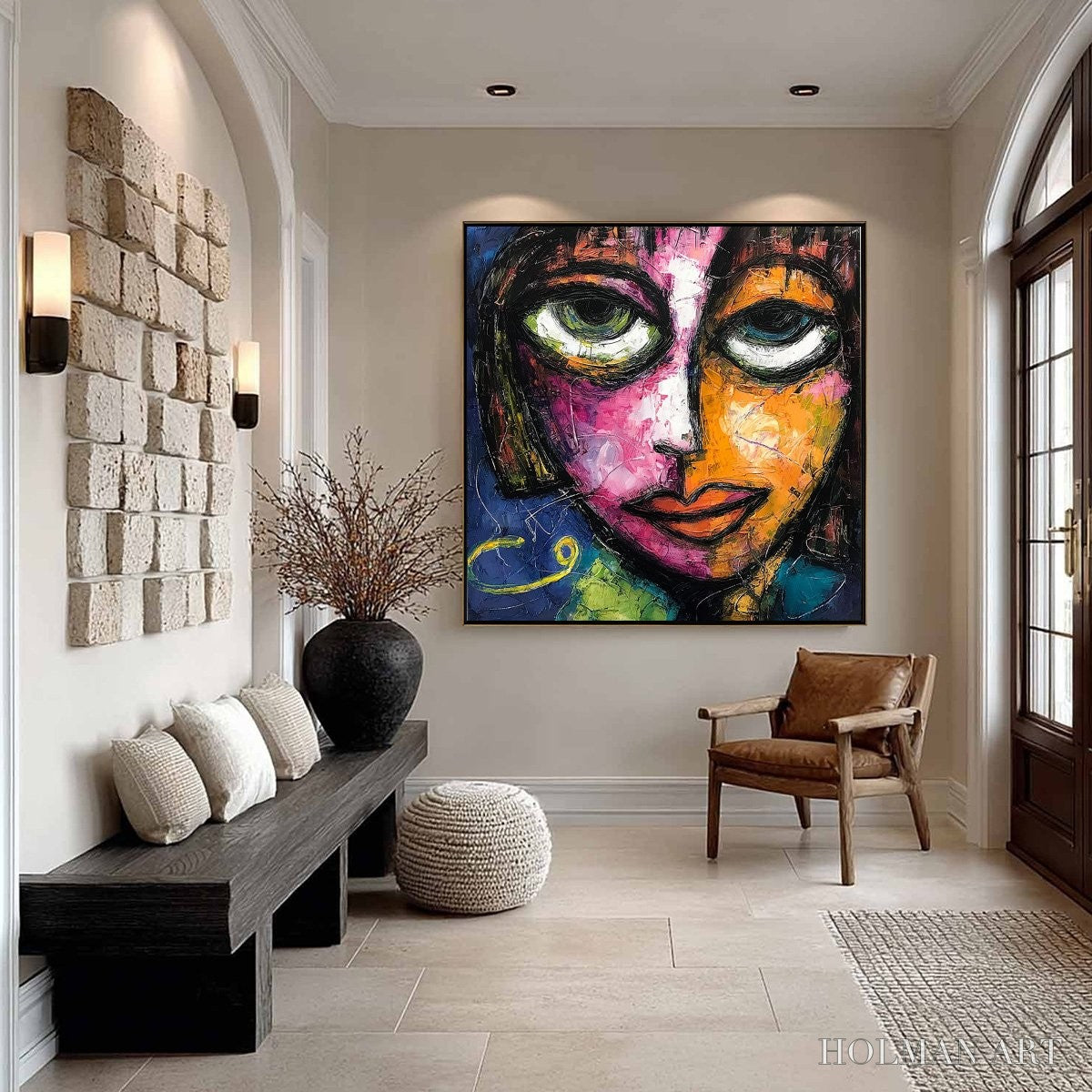 HOLMAN ART Kaleidoscope Soul – Colorful Abstract Impasto Portrait Oil Painting on Canvas - image 4