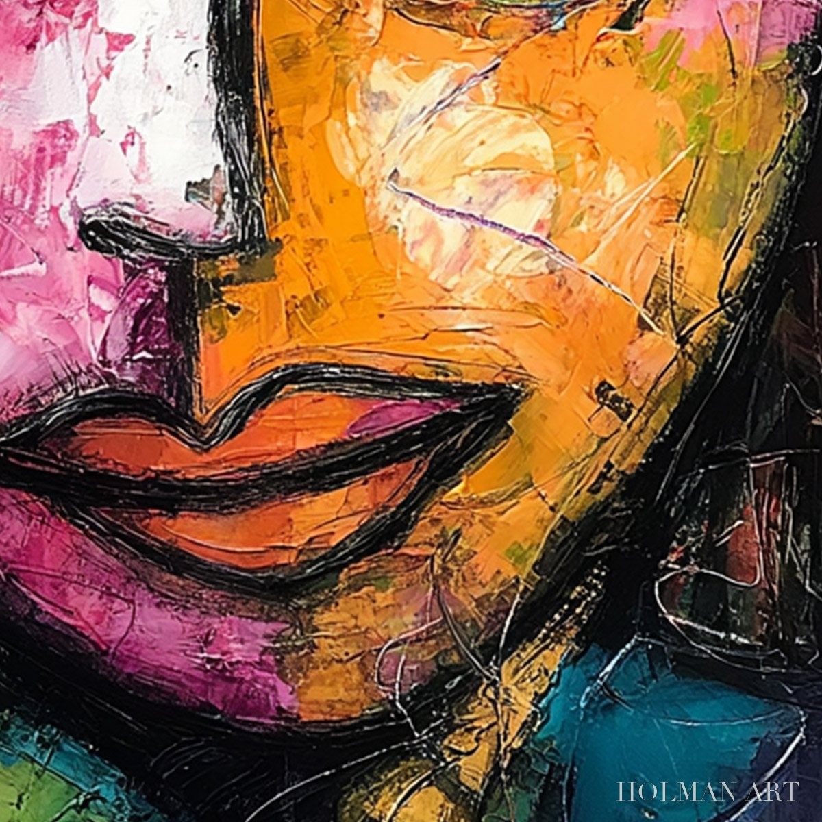 HOLMAN ART Kaleidoscope Soul – Colorful Abstract Impasto Portrait Oil Painting on Canvas - image 5