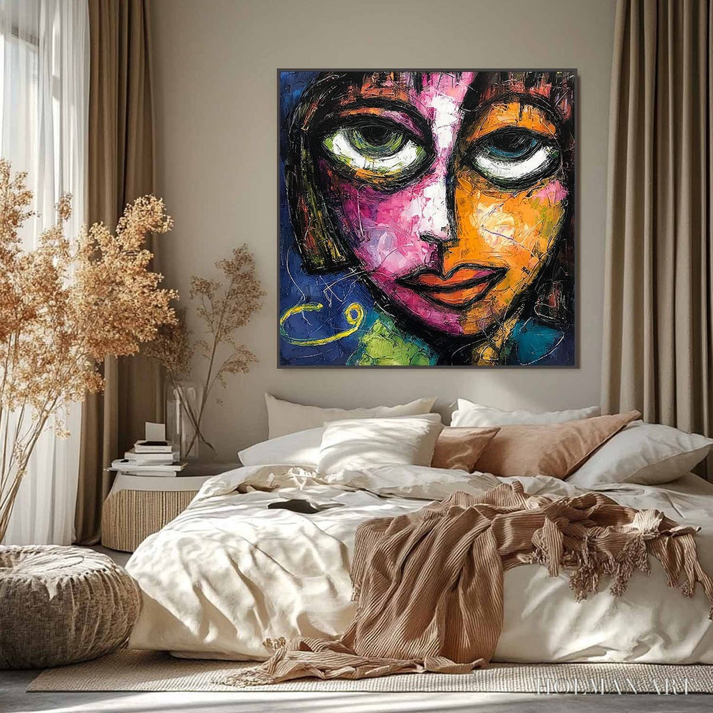 HOLMAN ART Kaleidoscope Soul – Colorful Abstract Impasto Portrait Oil Painting on Canvas - image 6
