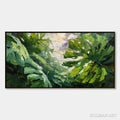 HOLMAN ART Emerald Gaze – Textured Palette Knife Painting of Sunlit Tropical Leaves - image 1