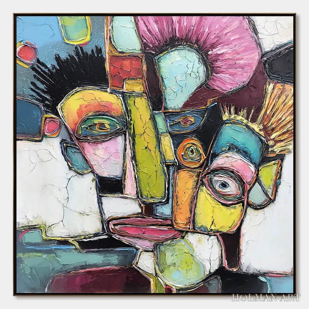 HOLMAN ART Dialogue in Color – Colorful Abstract Impasto Portrait Painting - image 1