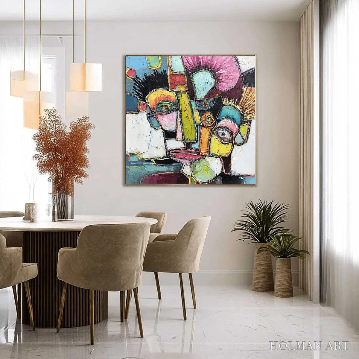 HOLMAN ART Dialogue in Color – Colorful Abstract Impasto Portrait Painting - image 4