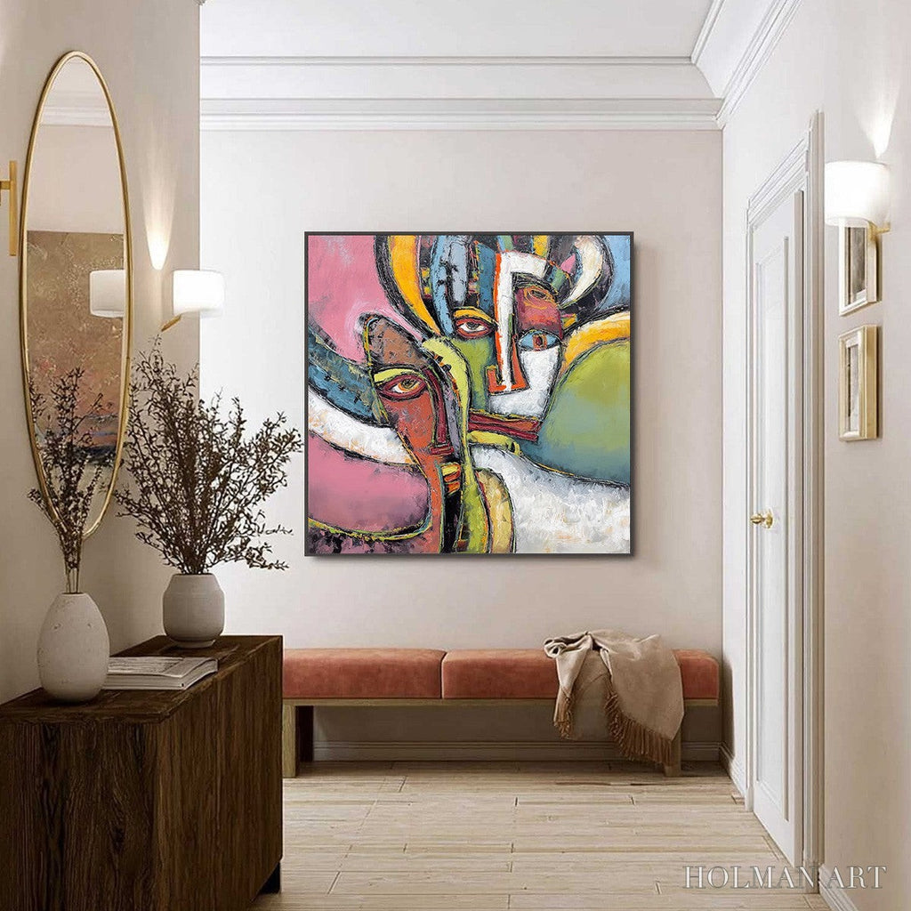 HOLMAN ART Kindred Spirits – Colorful Abstract Impasto Portrait Oil Painting - image 6