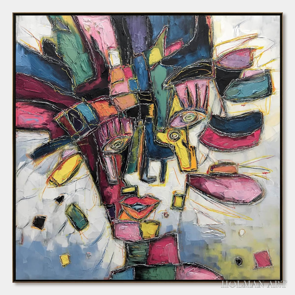 HOLMAN ART Kaleidoscope Soul – Large Colorful Abstract Portrait Impasto Painting - image 1