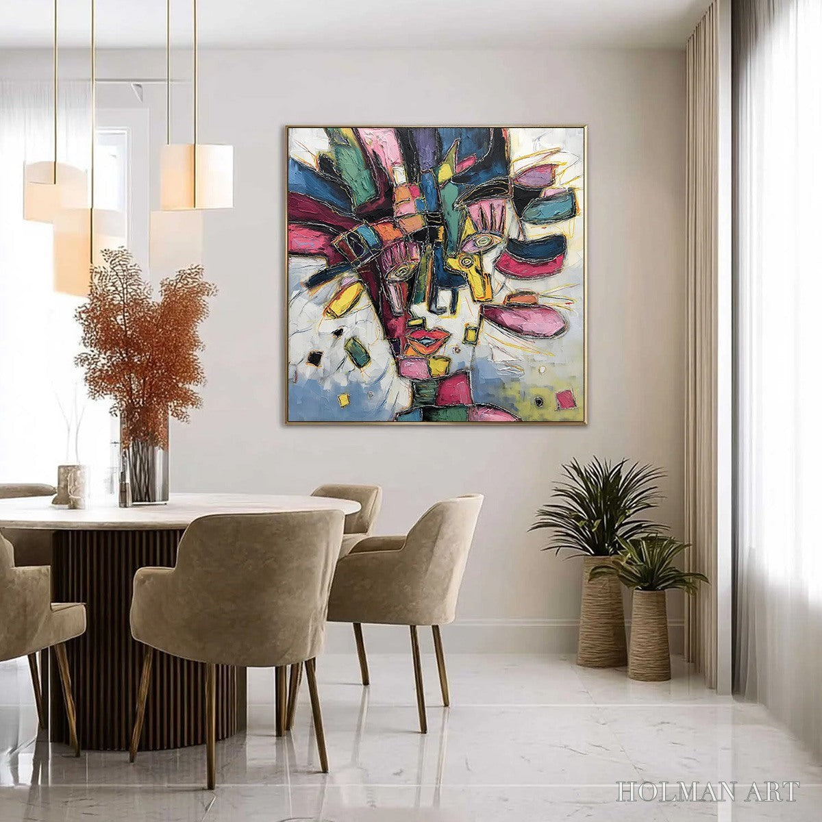 HOLMAN ART Kaleidoscope Soul – Large Colorful Abstract Portrait Impasto Painting - image 4