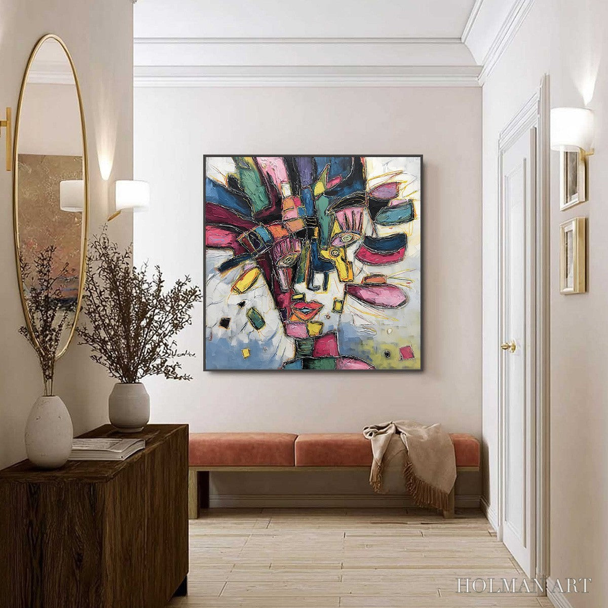 HOLMAN ART Kaleidoscope Soul – Large Colorful Abstract Portrait Impasto Painting - image 6