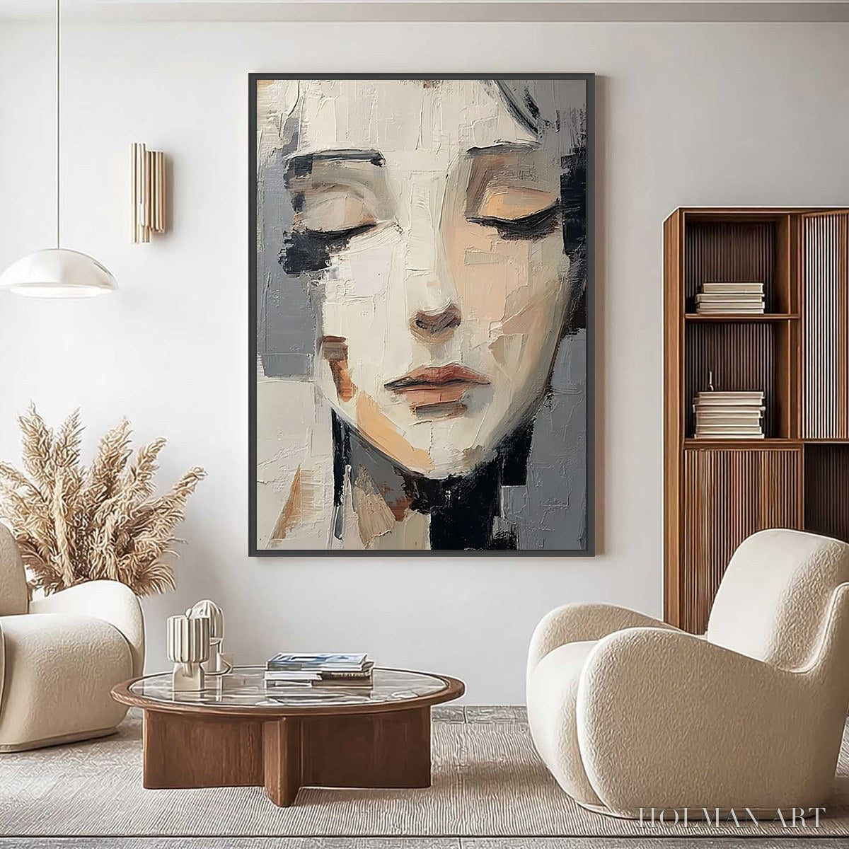 HOLMAN ART Echoes of Silence – Textured Abstract Portrait Oil Painting on Canvas - image 2