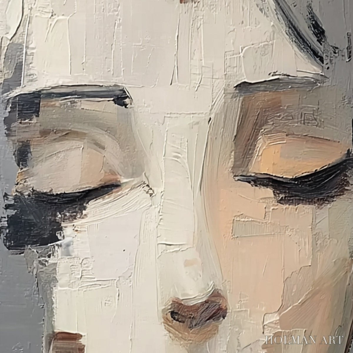 HOLMAN ART Echoes of Silence – Textured Abstract Portrait Oil Painting on Canvas - image 3