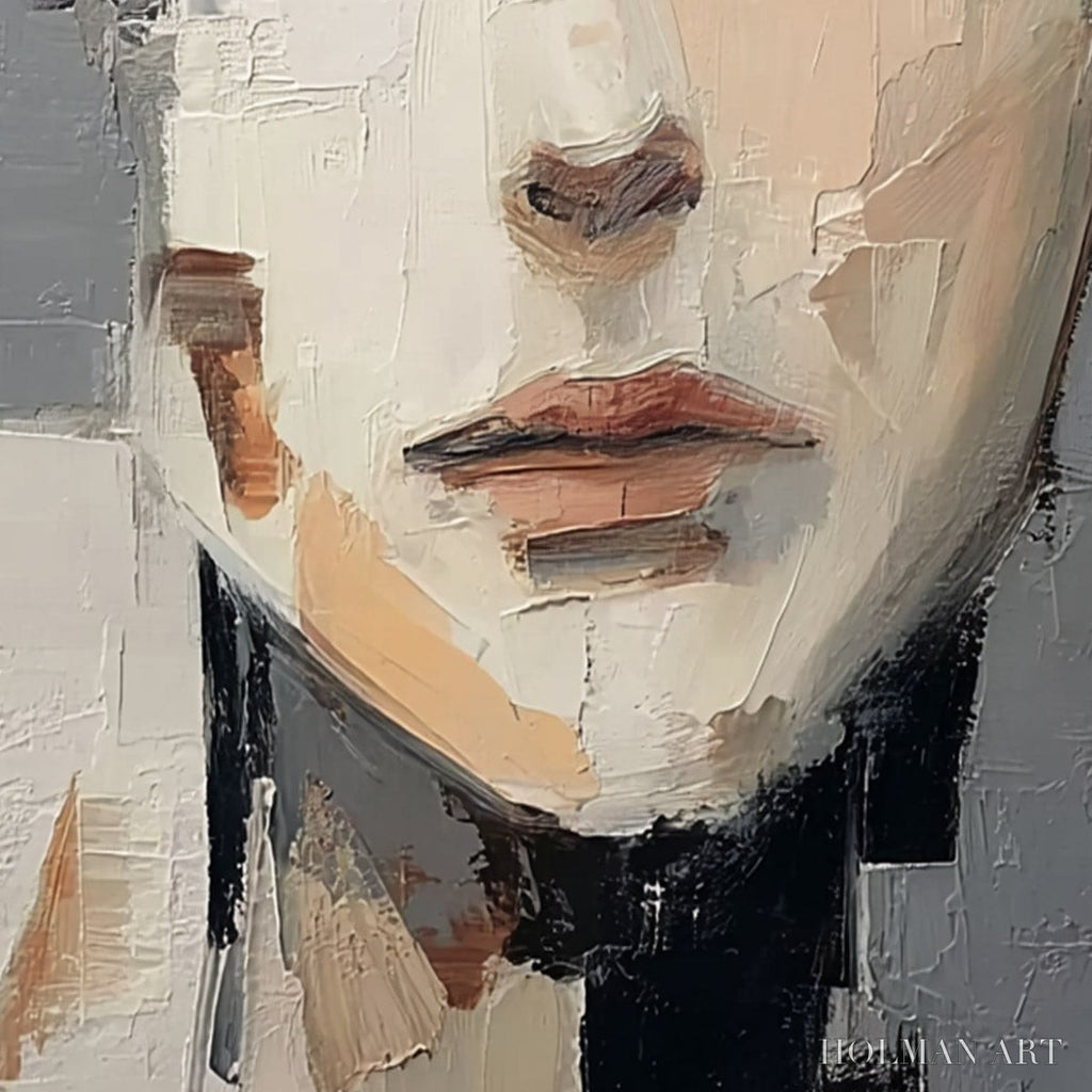 HOLMAN ART Echoes of Silence – Textured Abstract Portrait Oil Painting on Canvas - image 5