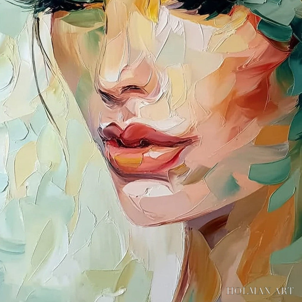 HOLMAN ART Verdant Reverie – Textured Palette Knife Portrait Oil Painting - image 5