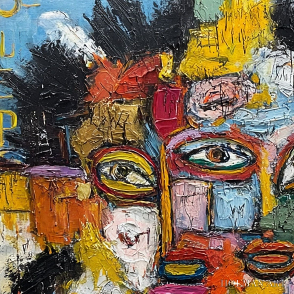 HOLMAN ART Static Mind – Large Colorful Abstract Portrait Oil Painting - image 3