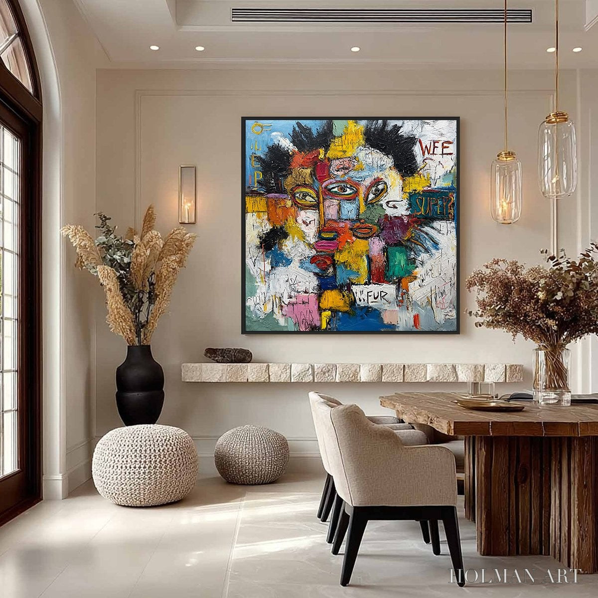 HOLMAN ART Static Mind – Large Colorful Abstract Portrait Oil Painting - image 4