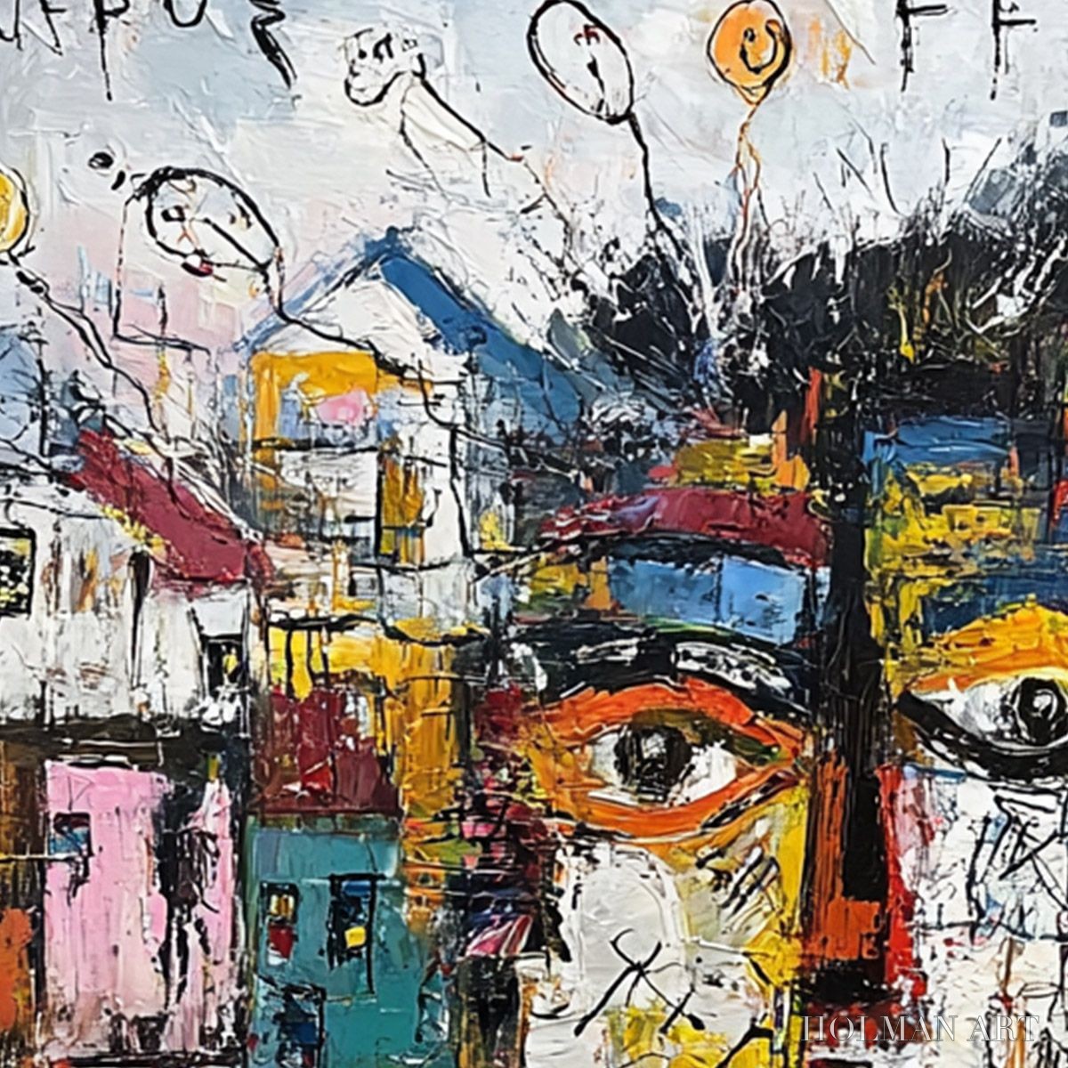 HOLMAN ART Urban Mindscape – Expressive Abstract Portrait Painting with Heavy Texture - image 3