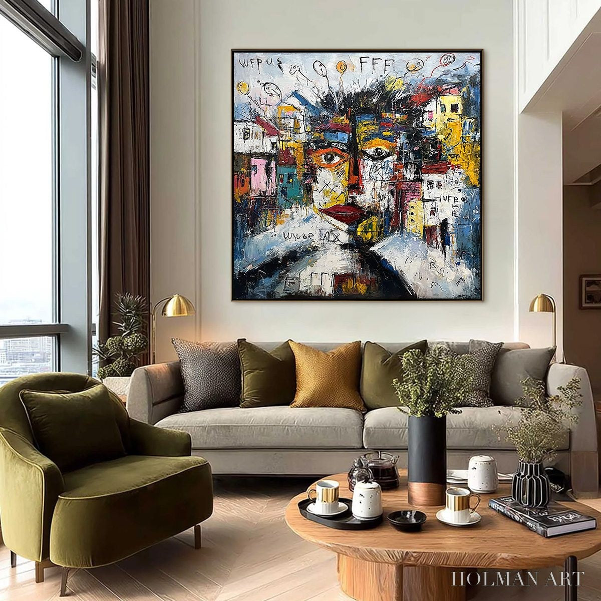HOLMAN ART Urban Mindscape – Expressive Abstract Portrait Painting with Heavy Texture - image 4