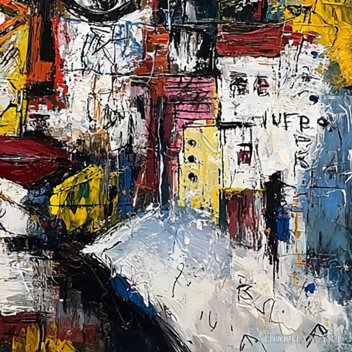 HOLMAN ART Urban Mindscape – Expressive Abstract Portrait Painting with Heavy Texture - image 5