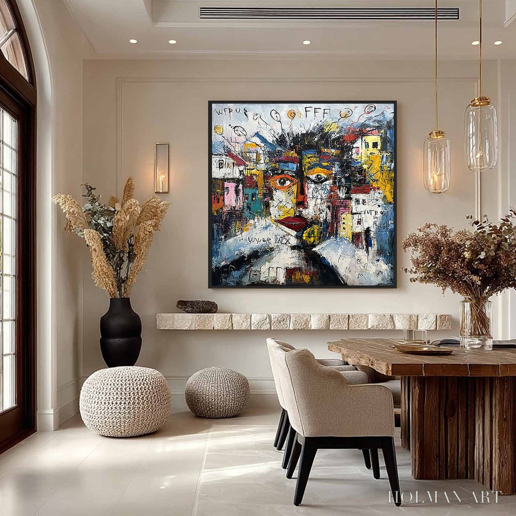 HOLMAN ART Urban Mindscape – Expressive Abstract Portrait Painting with Heavy Texture - image 6