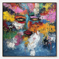 HOLMAN ART Static Reverie – Colorful Abstract Graffiti Style Face Oil Painting - image 1