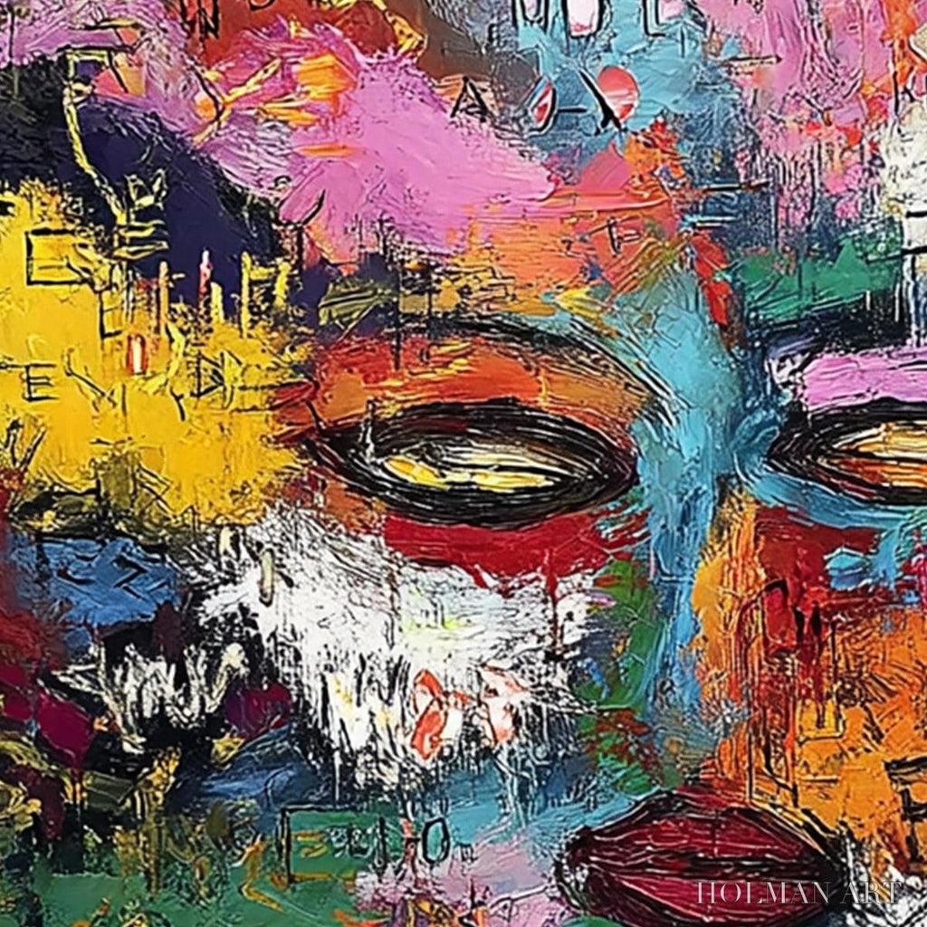 HOLMAN ART Static Reverie – Colorful Abstract Graffiti Style Face Oil Painting - image 3