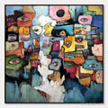 HOLMAN ART Kaleidoscope of Souls – Large Colorful Abstract Faces Oil Painting - image 1