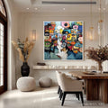 HOLMAN ART Kaleidoscope of Souls – Large Colorful Abstract Faces Oil Painting - image 2