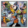 HOLMAN ART Carnival of Souls – Large Colorful Abstract Faces Oil Painting - image 1