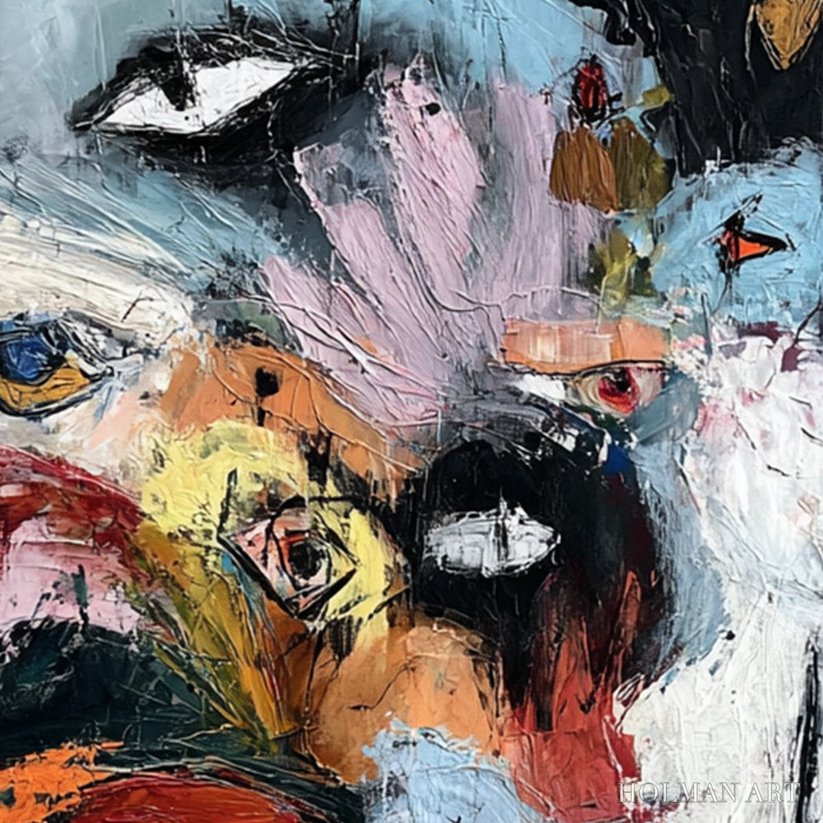HOLMAN ART Voices in the Room – Bold Square Abstract Impasto Portrait Painting - image 5
