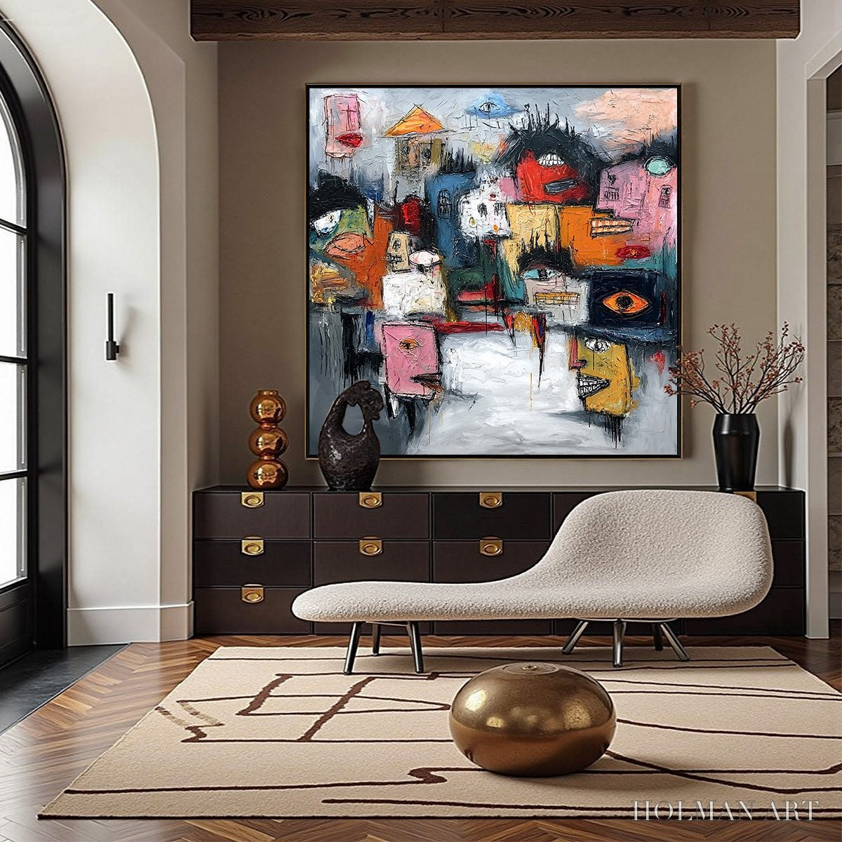 HOLMAN ART Concrete Carnival – Large Colorful Abstract Impasto Cityscape Painting - image 4