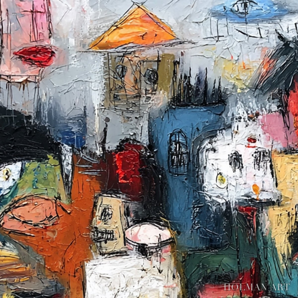 HOLMAN ART Concrete Carnival – Large Colorful Abstract Impasto Cityscape Painting - image 5