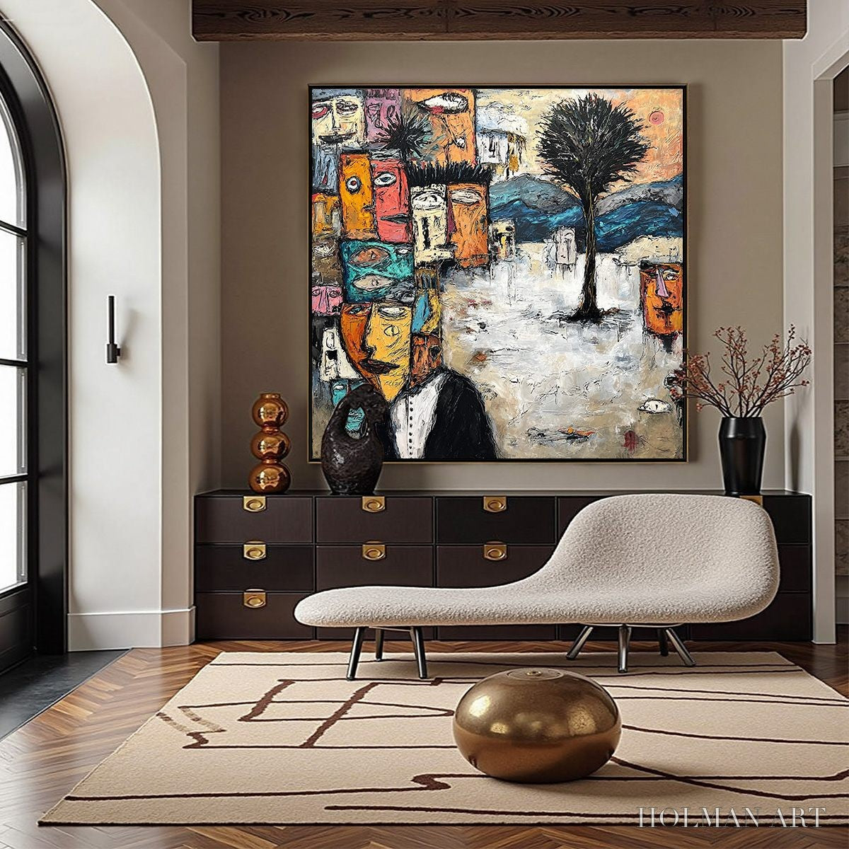 HOLMAN ART the Crowd Within – Colorful Abstract Figurative Impasto Painting - image 4