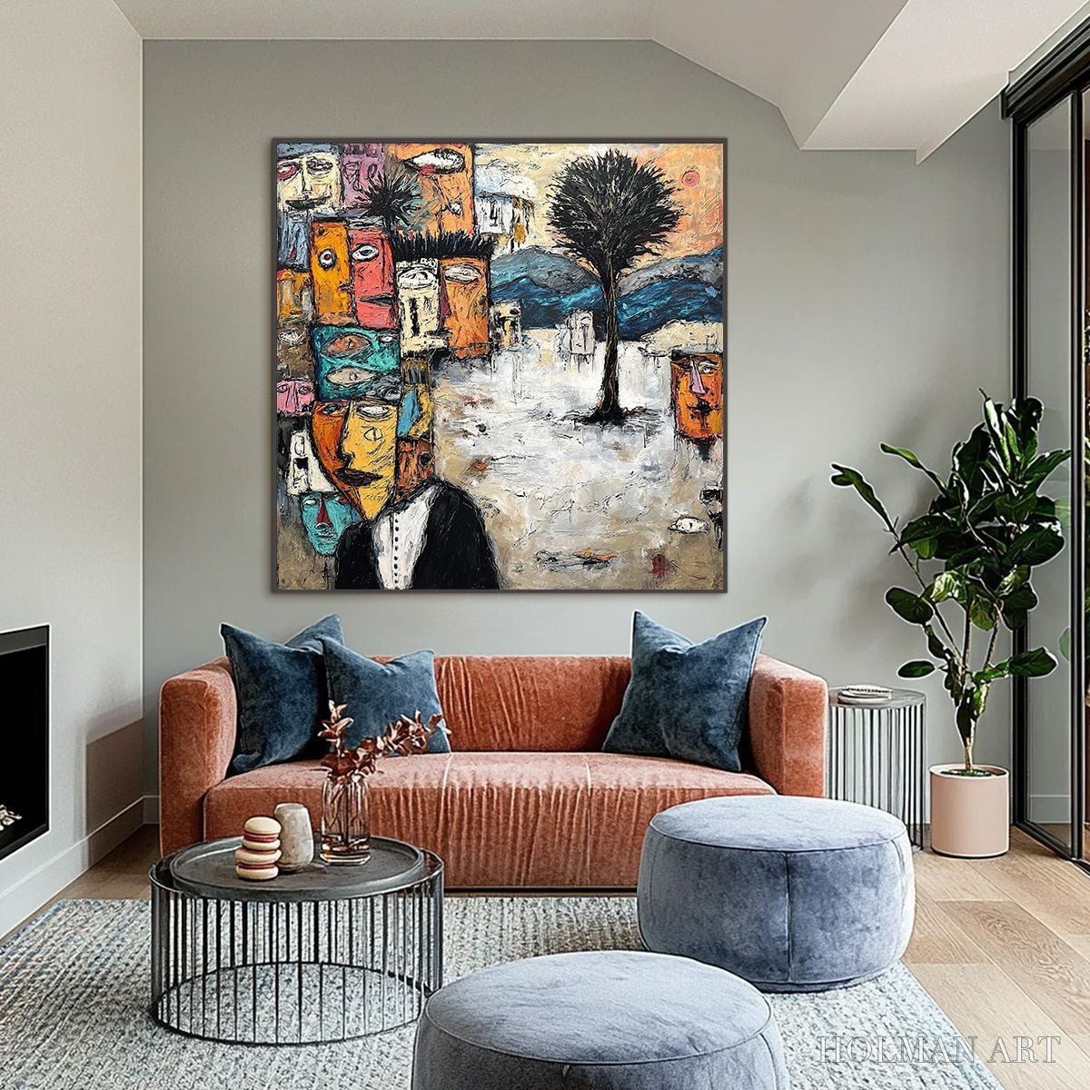 HOLMAN ART the Crowd Within – Colorful Abstract Figurative Impasto Painting - image 6