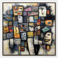 HOLMAN ART Mosaic of Souls | Square Abstract Portrait Oil Painting for Wall - image 1