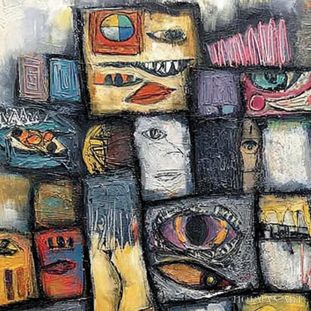 HOLMAN ART Mosaic of Souls | Square Abstract Portrait Oil Painting for Wall - image 5
