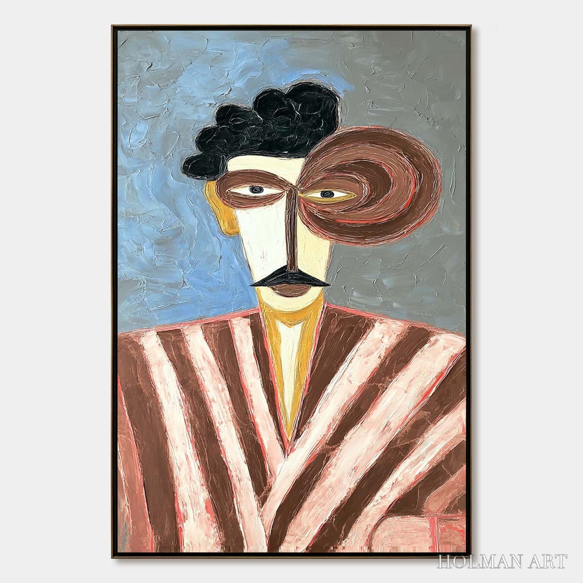 HOLMAN ART the Gentleman – Expressive Abstract Portrait Oil Painting for Modern Decor - image 1