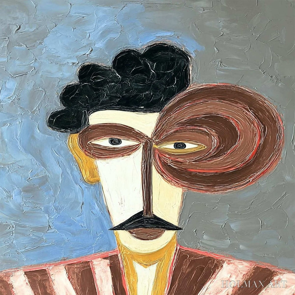HOLMAN ART the Gentleman – Expressive Abstract Portrait Oil Painting for Modern Decor - image 3