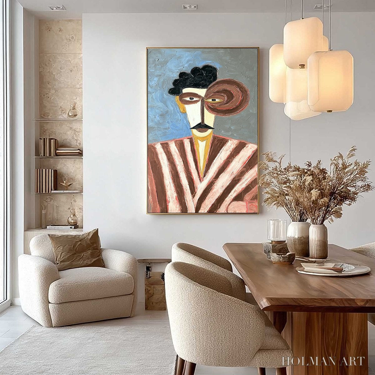 HOLMAN ART the Gentleman – Expressive Abstract Portrait Oil Painting for Modern Decor - image 4
