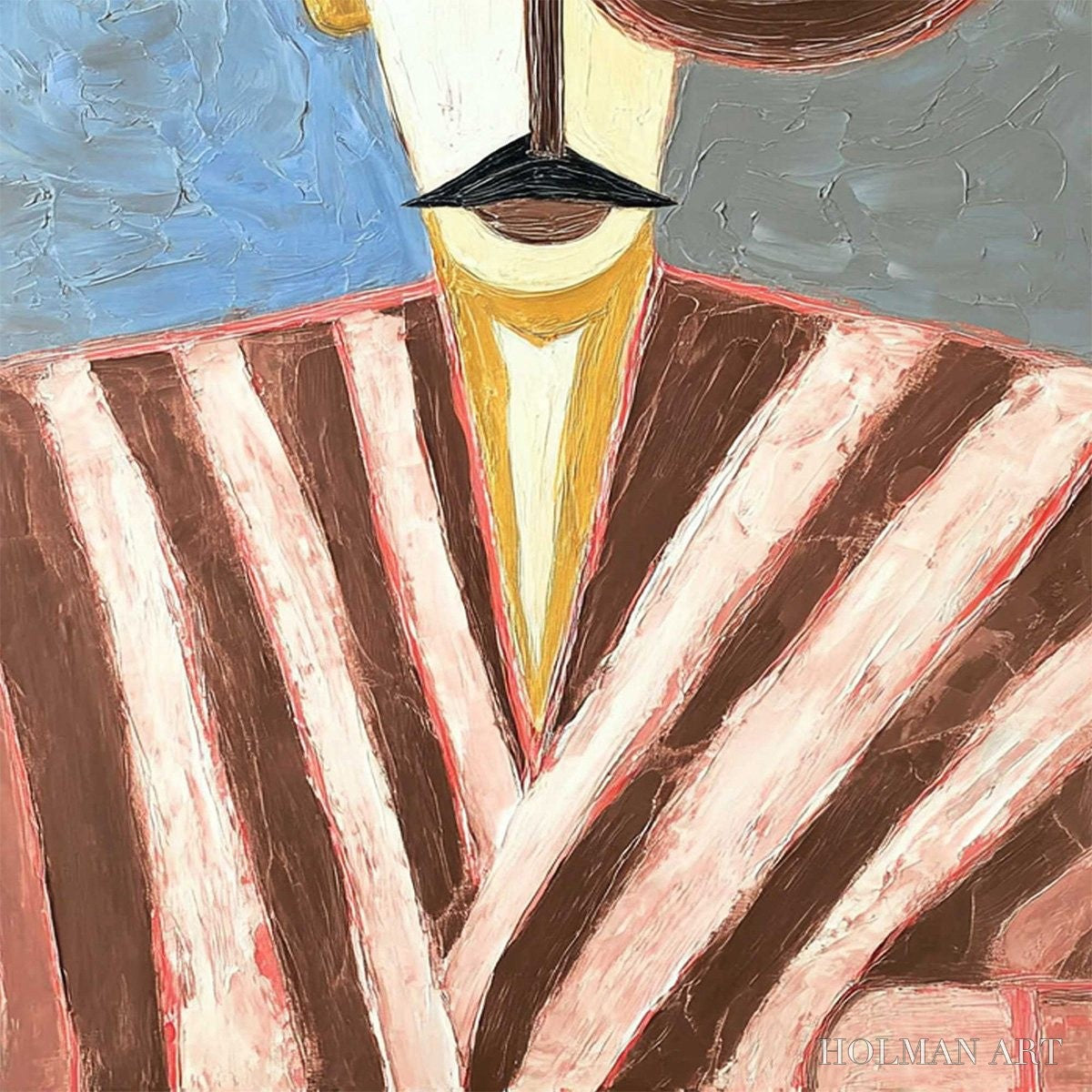 HOLMAN ART the Gentleman – Expressive Abstract Portrait Oil Painting for Modern Decor - image 5
