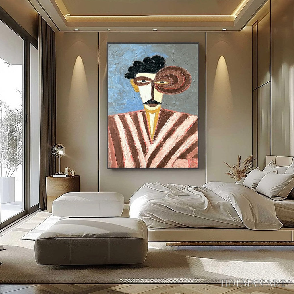 HOLMAN ART the Gentleman – Expressive Abstract Portrait Oil Painting for Modern Decor - image 6