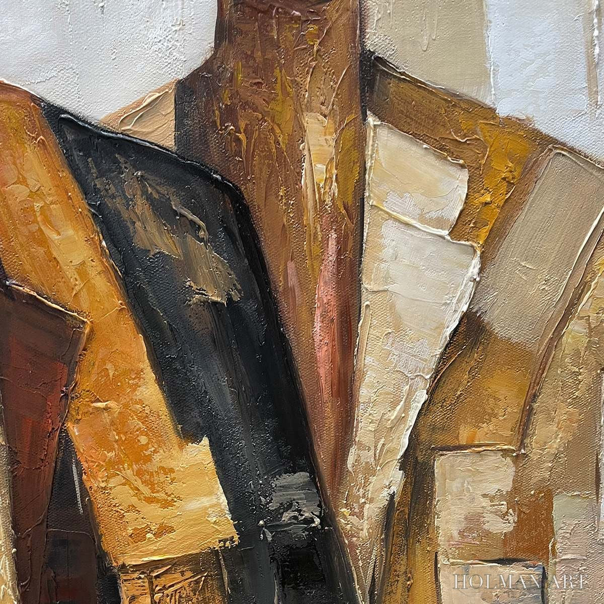 HOLMAN ART the Companions – Textured Figurative Portrait Oil Painting with Palette Knife - image 5
