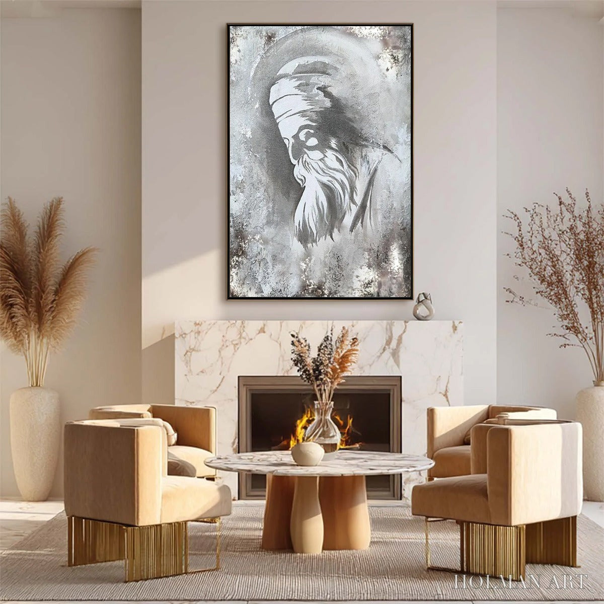 HOLMAN ART Elder'S Whisper – Minimalist Monochrome Figurative Portrait Painting - image 3