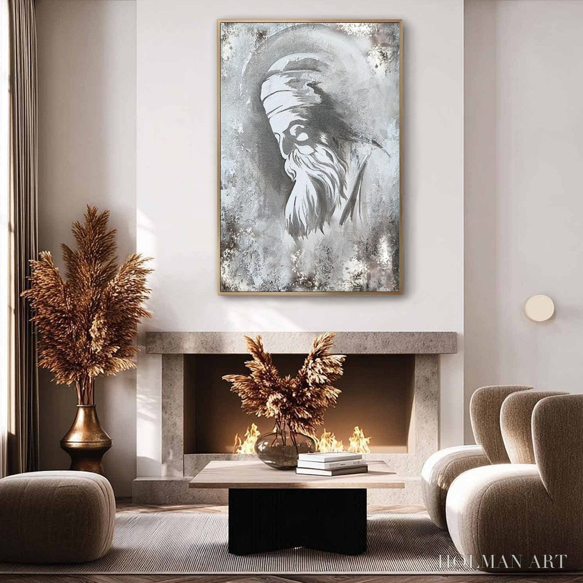 HOLMAN ART Elder'S Whisper – Minimalist Monochrome Figurative Portrait Painting - image 5