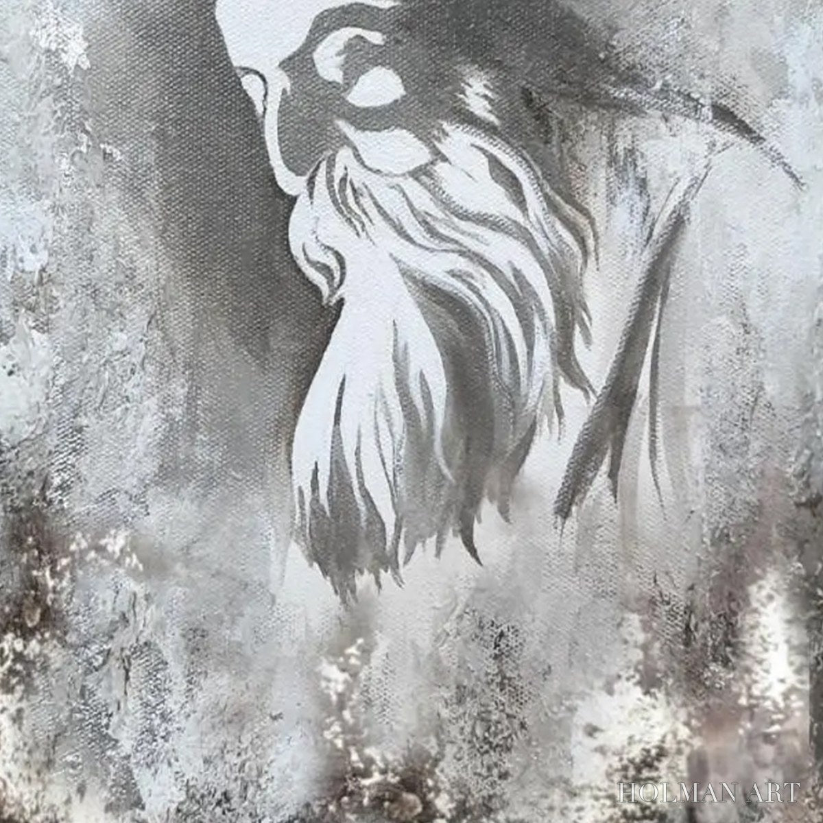 HOLMAN ART Elder'S Whisper – Minimalist Monochrome Figurative Portrait Painting - image 6