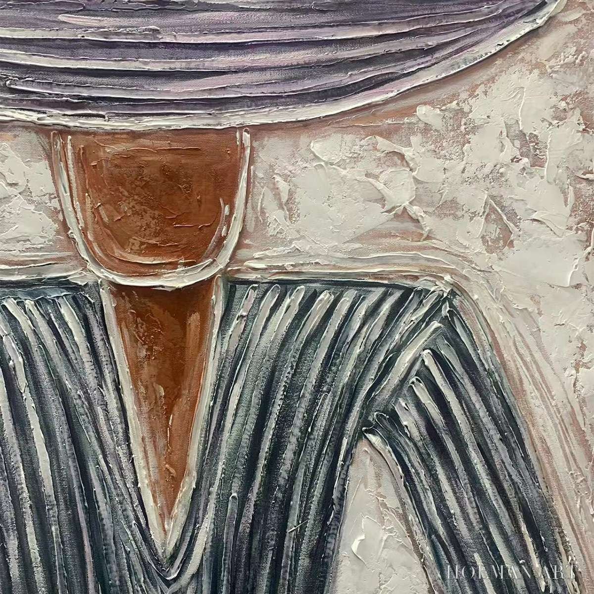 HOLMAN ART Sombrero Duet – Textured Figurative Portrait Diptych - image 3
