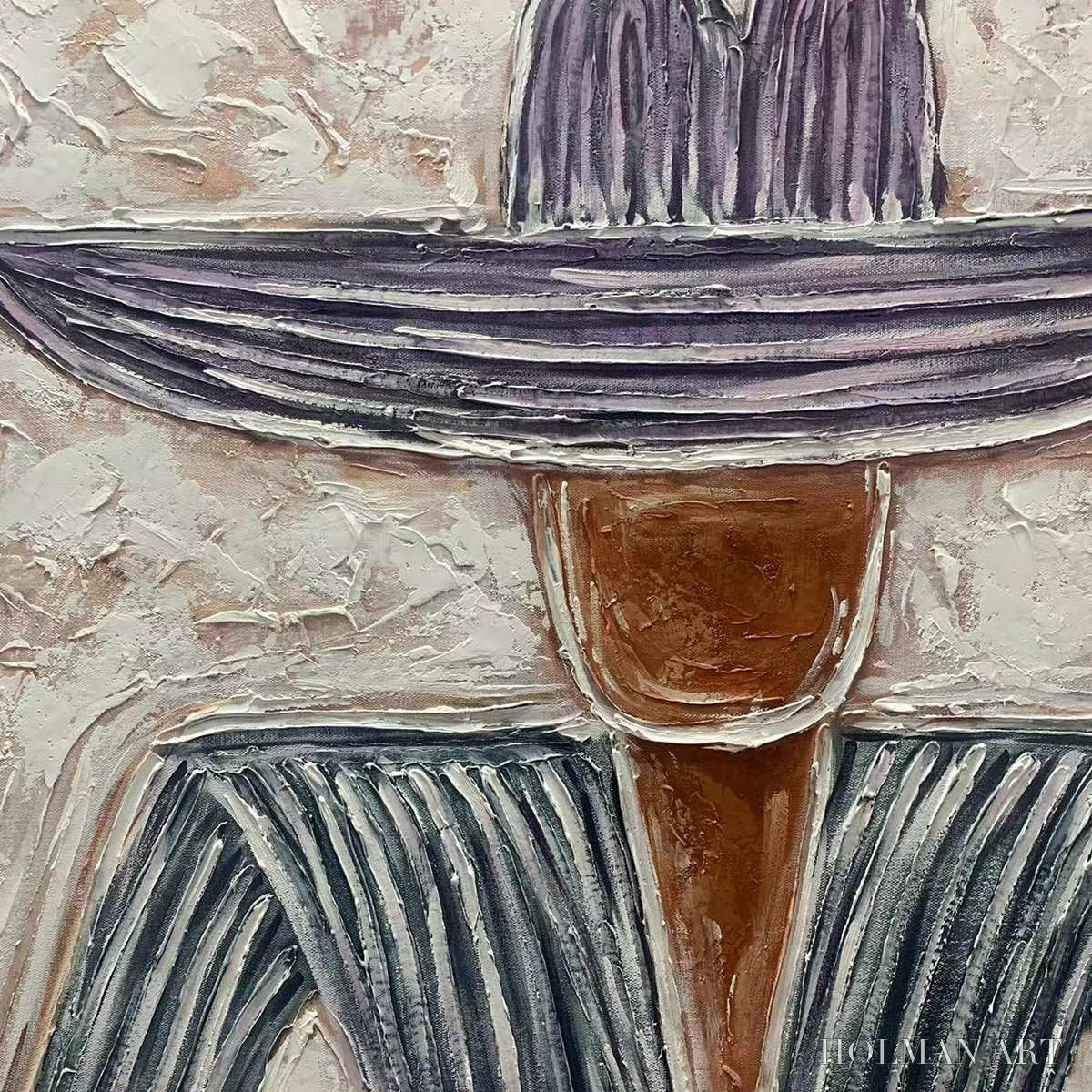 HOLMAN ART Sombrero Duet – Textured Figurative Portrait Diptych - image 5
