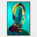 HOLMAN ART Azure Gaze – Textured Abstract Portrait Oil Painting - image 1