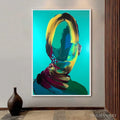 HOLMAN ART Azure Gaze – Textured Abstract Portrait Oil Painting - image 2